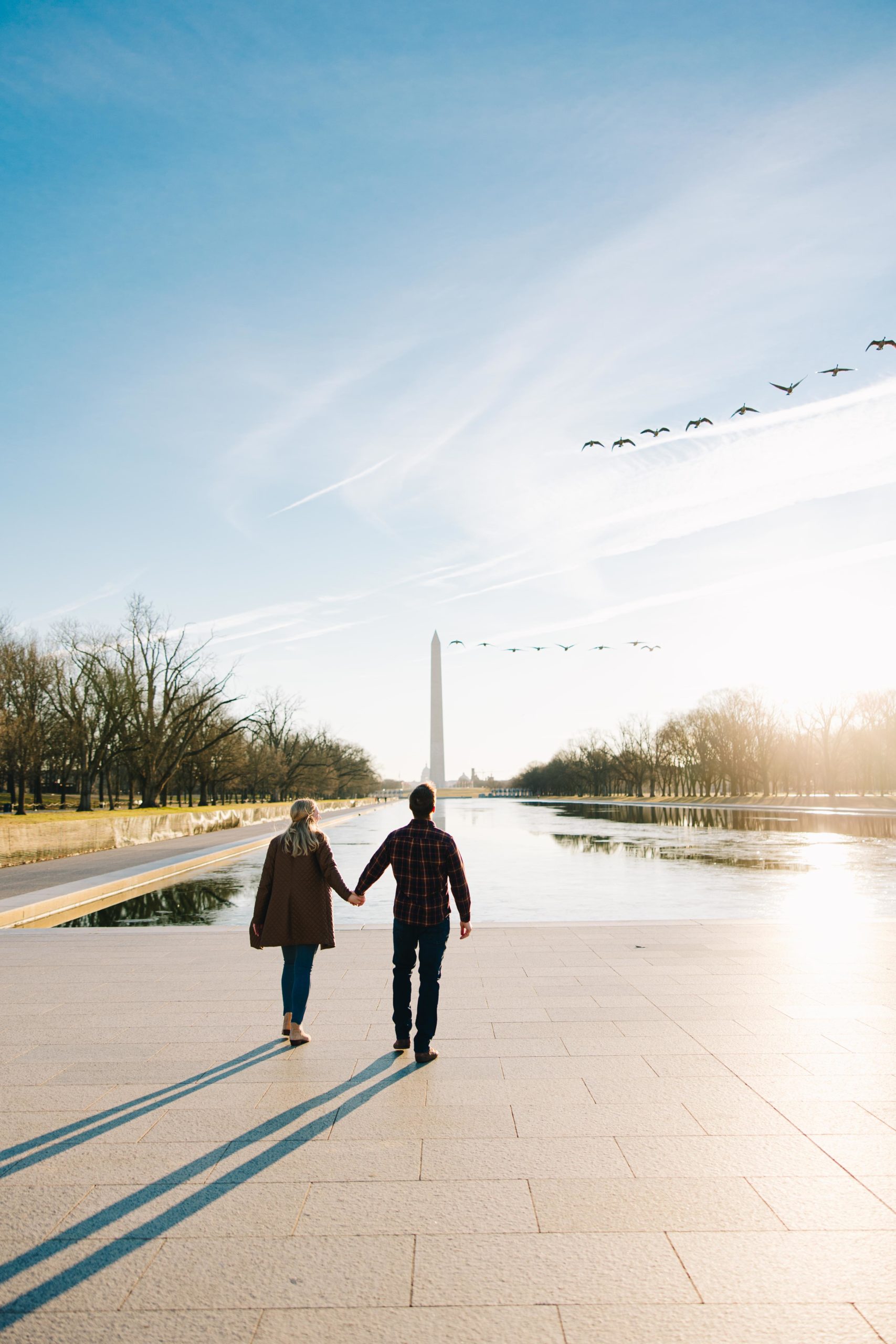Couple Walking Seeing Birds in Washington DC